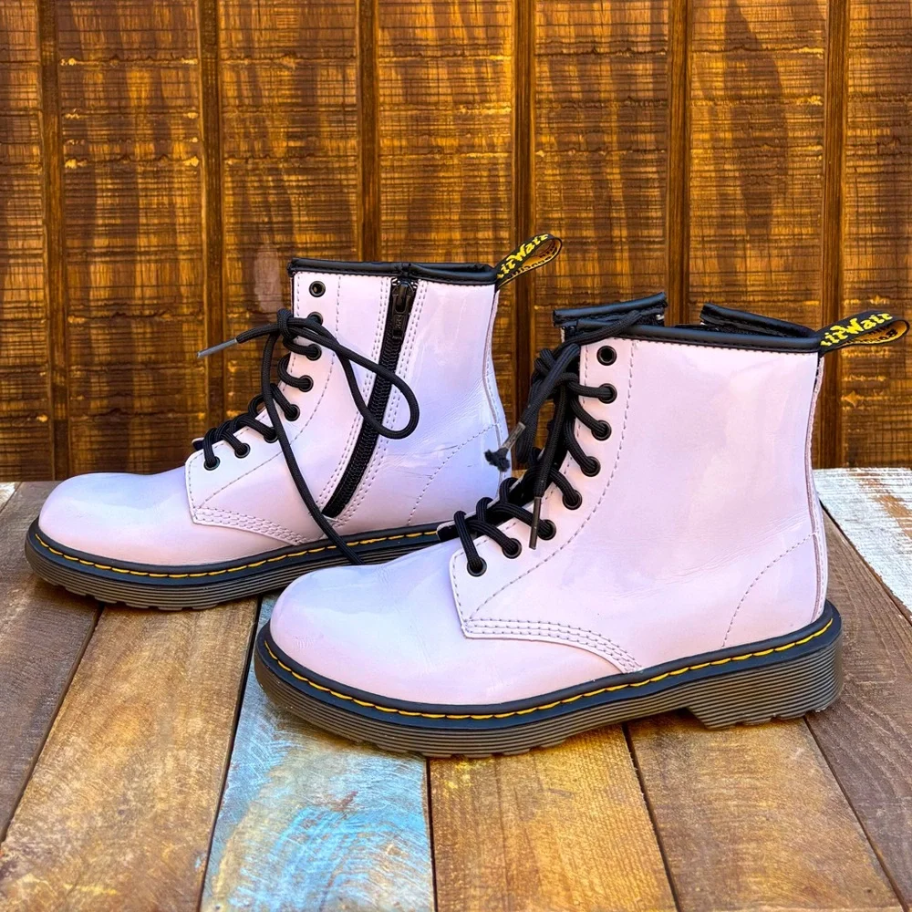 Dr. Martens Delaney Light Lavender Patent Boots